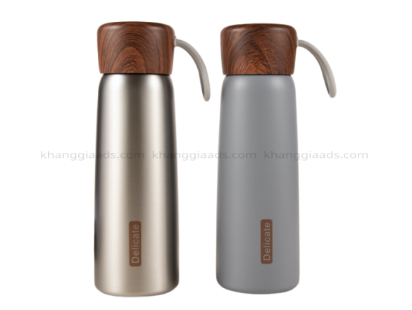 Bình Giữ Nhiệt Nắp Gỗ Delicate 500ml Khắc Tên In Logo theo yêu cầu